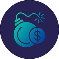 Bomb Glyph Gradient Circle Icon Design vector