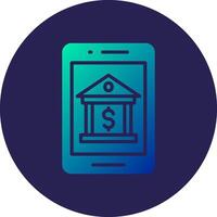 Mobile Banking Glyph Gradient Circle Icon Design vector