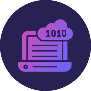 binario código glifo degradado circulo icono diseño vector