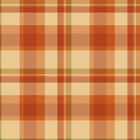 Towel fabric pattern, intricate textile texture seamless. Cowboy plaid tartan background check in orange and amber colors. vector