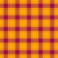Hotel check plaid texture, scottish fabric background. Layer seamless pattern tartan textile in orange and red colors. vector