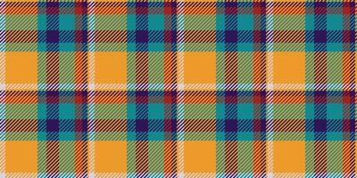 Goose pattern fabric check, intricate texture background. Quilt textile tartan seamless plaid in orange and cyan colors. vector