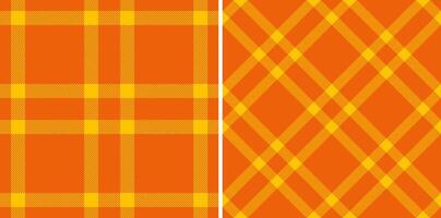 Pattern check of textile tartan plaid with a texture background seamless fabric. Set in halloween colors for fashion design sample ideas. vector