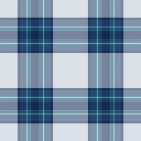 Twill fabric check tartan, scenery background seamless pattern. Glamour plaid textile texture in cyan and blue colors. vector