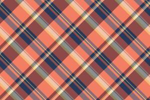 Nostalgia textile plaid background, strong seamless check tartan. Outfit fabric pattern texture in red and orange colors. vector