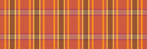 Decorative check tartan fabric, sparse seamless pattern textile. Towel background plaid texture in carrot orange and pink colors. vector