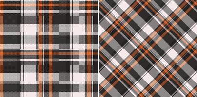 Background seamless pattern of fabric texture with a check textile tartan plaid. Set in halloween colors for best trousers and professional look. vector