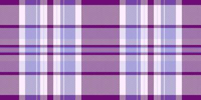 Silk check tartan, celtic plaid textile seamless. Paper texture background fabric pattern in white and purple colors. vector