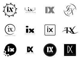 IX logo company template. Letter i and x logotype. Set different classic serif lettering and modern bold text with design elements. Initial font typography. vector