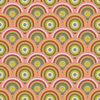 Seamless Japanese wave pattern in orange and green circles folded into scales for modern fabrics, wrapping paper decorative pillows. vector