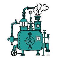 Fantasy steampunk machine with pipes, hand drawn bold sketch style, Generated Ai. vector