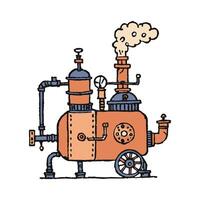 Fantasy steampunk machine with pipes, hand drawn bold sketch style, Generated Ai. vector