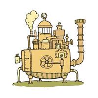 Fantasy steampunk machine with pipes, hand drawn bold sketch style, Generated Ai. vector