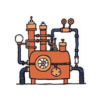 Fantasy steampunk machine with pipes, hand drawn bold sketch style, Generated Ai. vector
