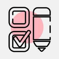 Icon check mark with a pen. USA general election elements. Icons in color spot style. Good for prints, posters, infographics, etc. vector