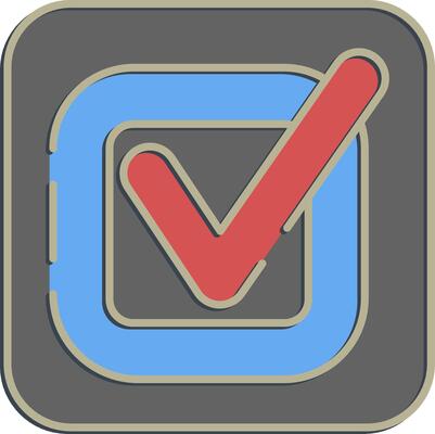 Icon check mark. USA general election elements. Icons in embossed style. Good for prints, posters, infographics, etc.