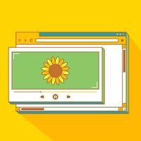 cute vibrant color browser with player interface template design vector