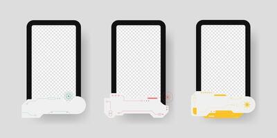 Collection of player frames template. Cyberpunk style. Game card frame mockup template design. vector
