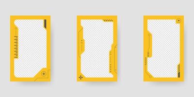 Abstract sci-fi frame. Hud interface design style. Digital futuristic frame element. Cyberpunk style. Design for banner, card, player card game, background. vector