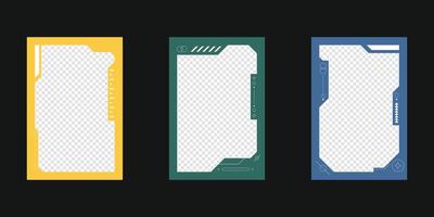 Abstract sci-fi frame. Hud interface design style. Digital futuristic frame element. Cyberpunk style. Design for banner, card, player card game, background. vector