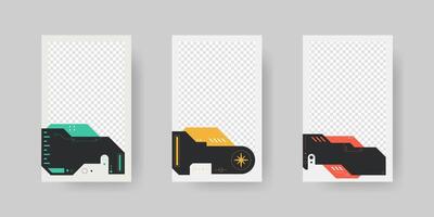 Collection of player frames template. Cyberpunk style. Game card frame mockup template design. vector