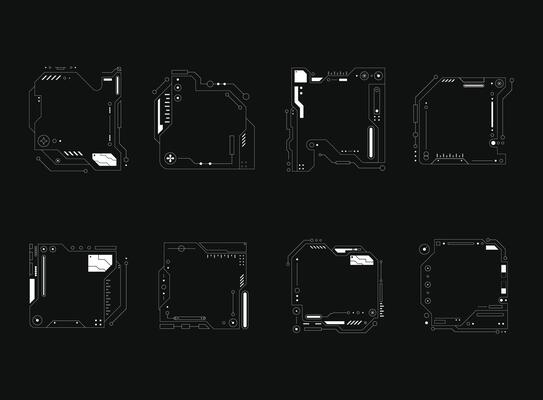 Futuristic interface ui elements. Futuristic HUD elements. Hud interface set. illustration.