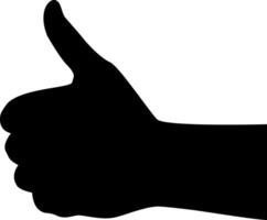 Silhouette of hand showing thumb up gesture. illustration in black color. vector