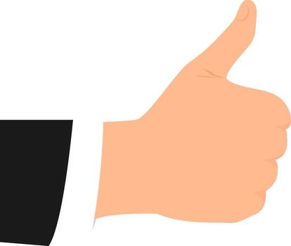 mano en negro negocio traje demostración pulgar arriba gesto ilustración. vector