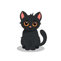 Cute and funny black cat. illustration isolated on transparent background vector