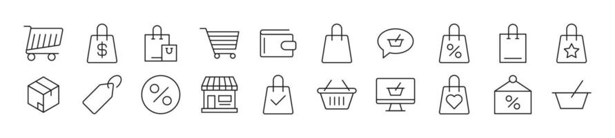 Shop line icons collection. Editable stroke. Simple linear illustration for web sites, newspapers, articles book vector