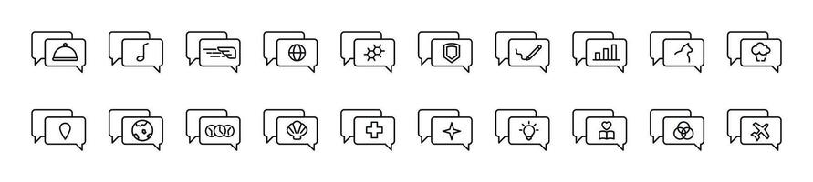 Speech bubble linear icons collection. Editable stroke. Simple linear illustration for web sites, newspapers, articles book vector