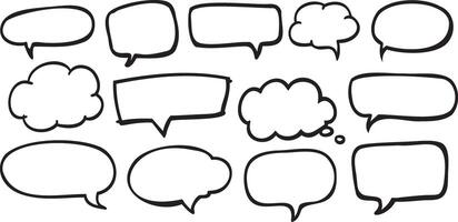 Set of Hand drawn Speech Bubbles Hand Drawn illustration on transparent background vector