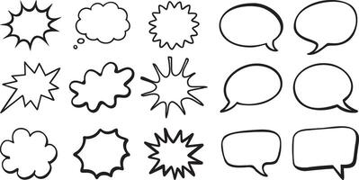 Set of Hand drawn Speech Bubbles Hand Drawn illustration on transparent background vector