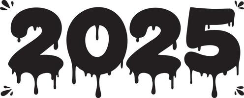 2025 text cream effect on transparent background, illustration vector