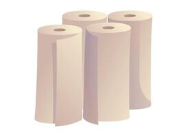 Set of rolled up rolls of tissue paper towels. isolated cartoon illustration. vector