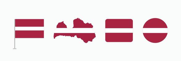 Latvia flag. Set of Latvia Flags Collection. vector