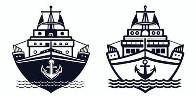 two ships with anchor and sails on a white background vector