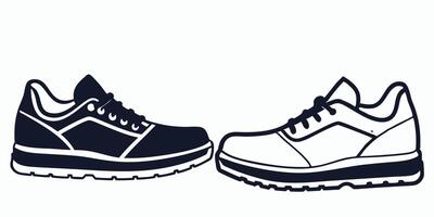two shoes are shown on a white background vector