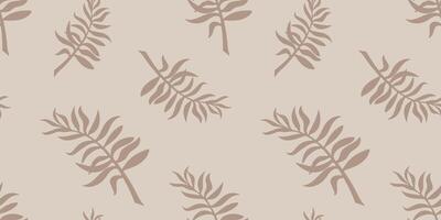 Tropical abstract background with palm leaves seamless pattern. Monochrome boho aesthetic design for fabric, textile, wrapping paper, packaging vector