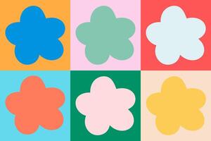 Pop art pattern with colorful hand drawn daisies. Y2k trendy checkerboard with flowers in square. Bright vintage background vector