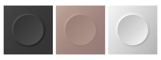 black, white and brown soft circle frame set in neumorphism minimal style. Collection of luxury minimal trendy color background with copy space. vector