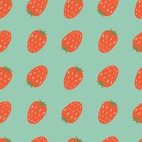 Strawberry seamless pattern. Red berries on a light blue background. illustration for fabric, background, packaging, wrapping paper vector