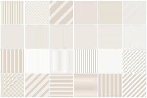 Collection of striped seamless geometric patterns. Beige simple textures. Repeatable unusual backgrounds with lines vector