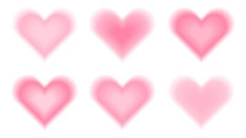 Y2k heart aura element. Pink aesthetic shape with gradient and blur. Minimal trendy 14 february graphic set. Girly gradation effect for romantic love event. Sweet valentine day halo figure with ombre vector