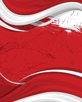 Red and White Indonesian Flag Background with Abstract Grunge Brush Strokes vector