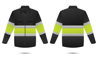 Hi vis work safety jacket template front and back view vector