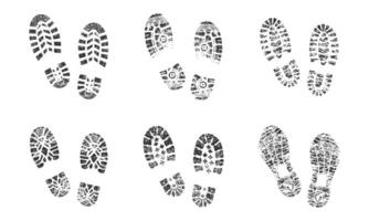 Collection of different abstract black grunge shoe prints vector