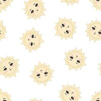 A seamless pattern featuring the sun on a white background, designed for children. vector