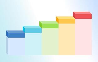 ascending bar chart with 5 rectangular columns, Concept of five stages development and growth vector