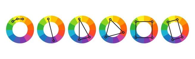 color schemes, Color mixing wheel with combinations scheme color harmonies vector